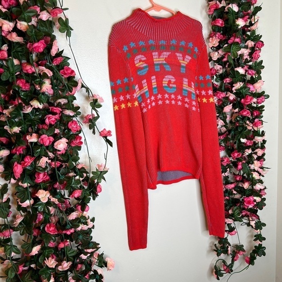 BDG Urban Outfitters Sky High Cropped Sweater Retro Rainbow Mock Neck Sz SM - Picture 2 of 12